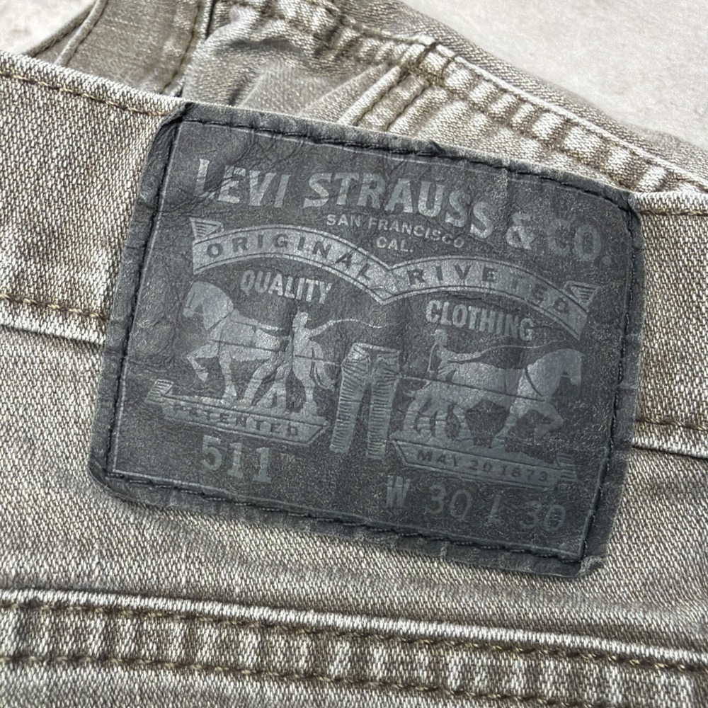 Levi's 511 Slim Fit Jeans Mens 30x30 Gray Wash Straight Leg Stretch Denim USA - Picture 3 of 12